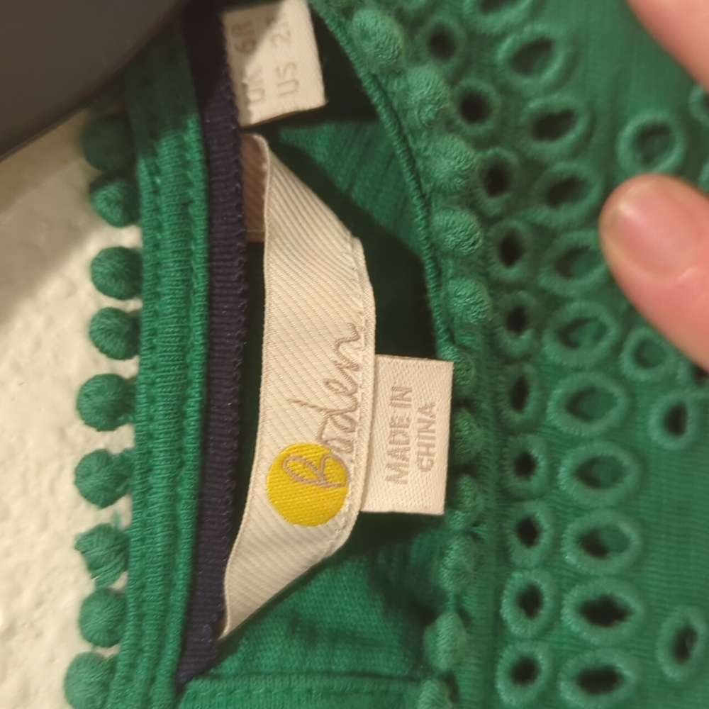 Boden Women's Emerald Green Cotton Cutwork T Shirt Dress - Picture 4 of 8